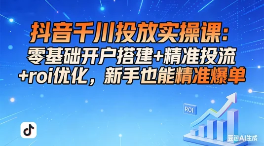 抖音千川投放实操课：零基础开户搭建+精准投流+roi优化，新手也能精准爆单