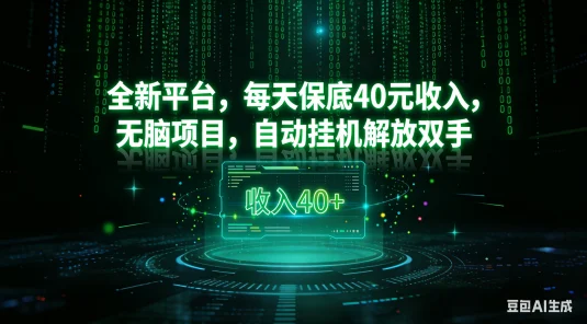 全新平台，每天保底40元收入，无脑项目，自动挂机解放双手