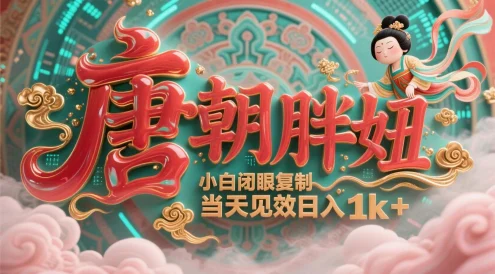AI制作“唐朝胖妞”引爆你的流量，小白闭眼复制，当天见效，多种变现方式