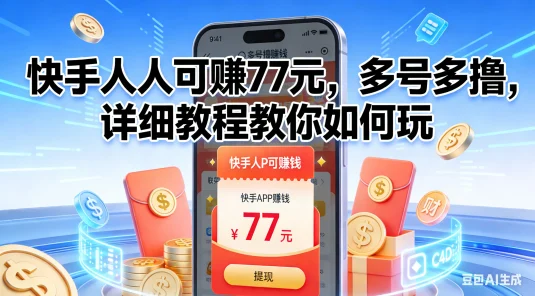 快手人人可赚 77 元，多号多撸，详细教程教你如何玩