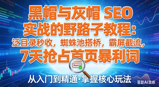 黑帽与灰帽 SEO 实战的野路子教程：泛目录秒收，蜘蛛池搭桥，霸屏截流，7 天抢占首页暴利词