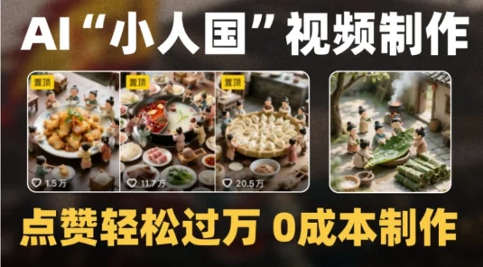 爆款 1000W+ 微缩景观迷你小人国 AI 视频，0 成本制作全流程教学