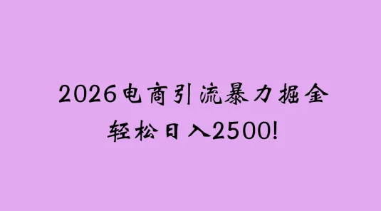 2026 电商引流新玩法，日引 200 创业粉