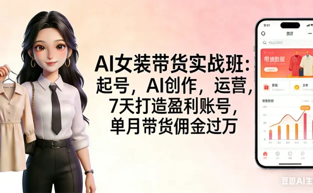 AI 女装带货实战班：起号，AI 创作，运营，7 天打造盈利账号，单月带货佣金过万
