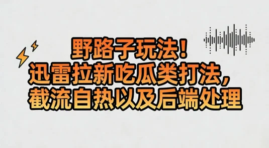 野路子玩法！迅雷拉新吃瓜类打法，截流自热以及后端处理