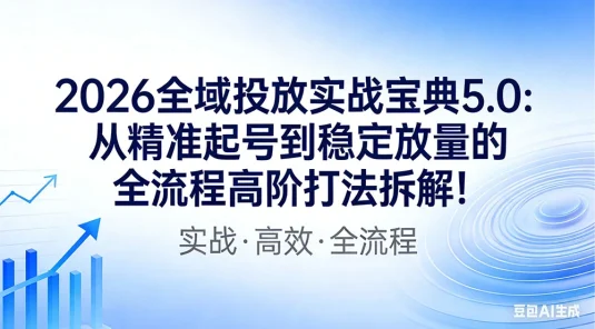 2026 全域投放实战宝典 5.0：从精准起号到稳定放量的全流程高阶打法拆解！
