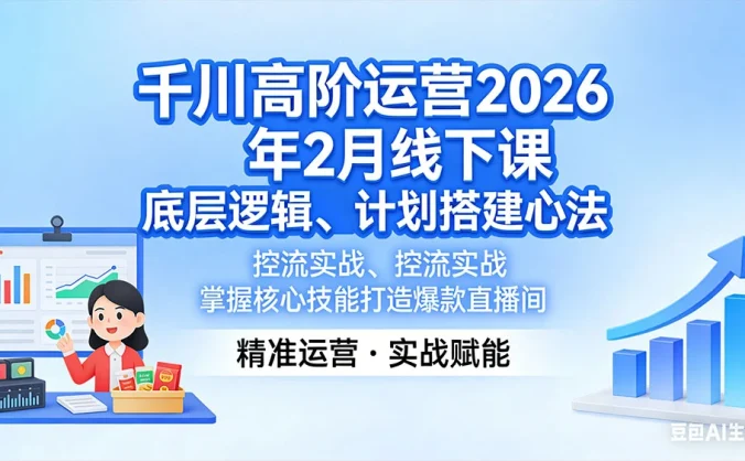 千川高阶运营 2026 年 2 月线下课，底层逻辑、计划搭建心法、控流实战，掌握核心技能打造爆款直播间