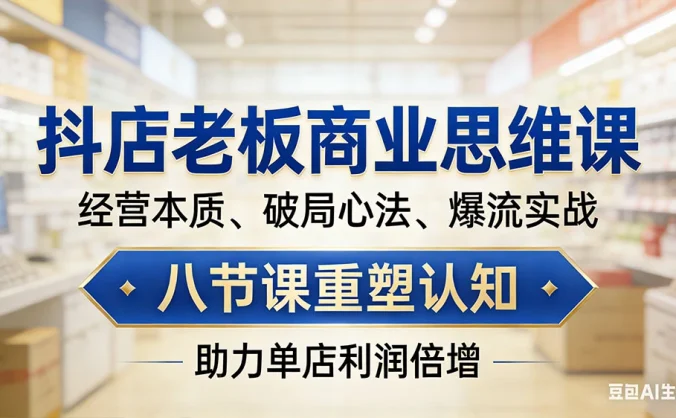 抖店老板商业思维课，经营本质、破局心法、爆流实战，八节课重塑认知，助力单店利润倍增